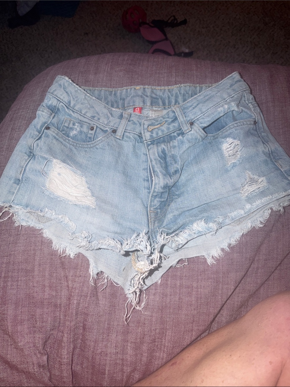 Divided Light Blue Distressed Denim Cutoff Shorts
